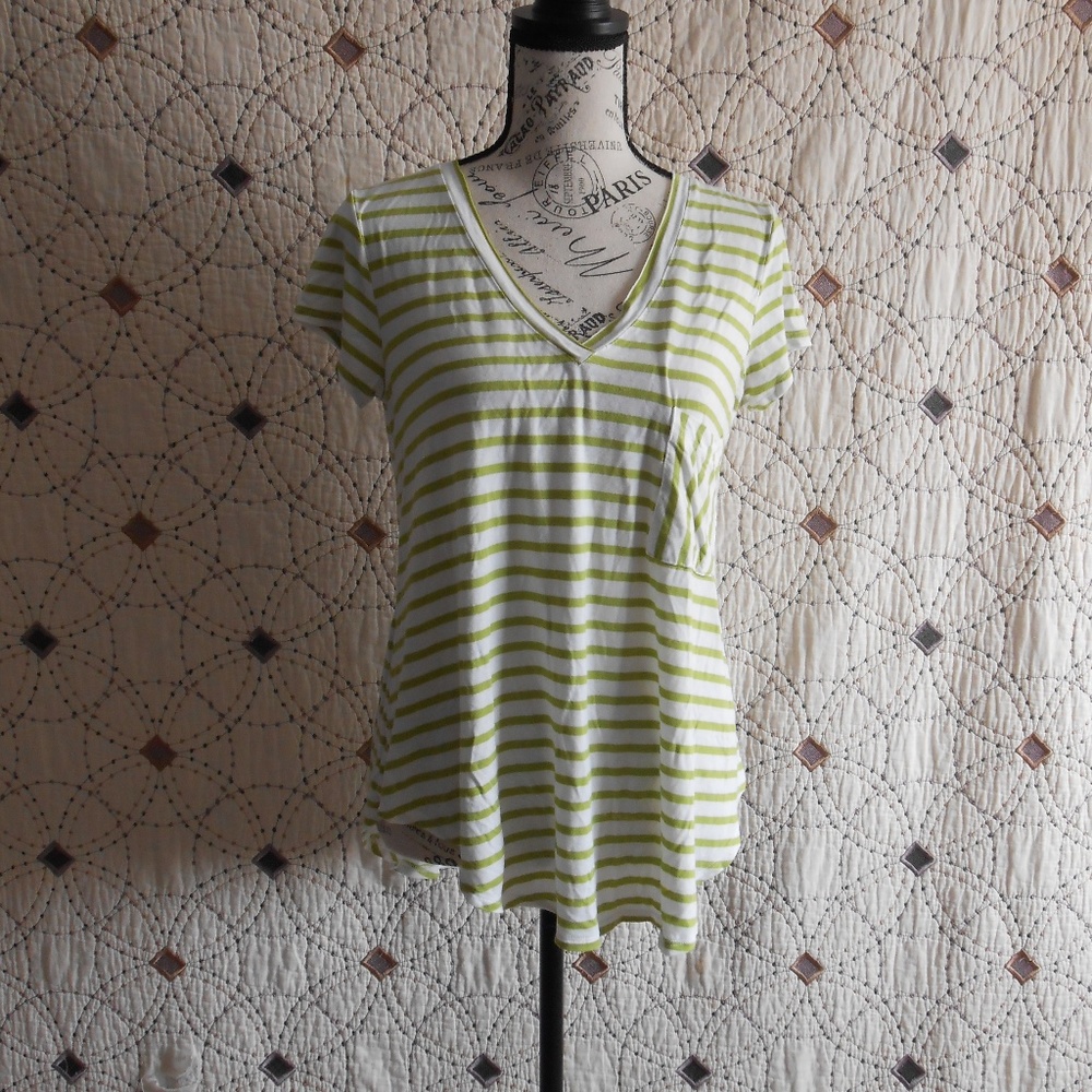 EUC H by Bordeaux Striped Short Sleeve Tee M